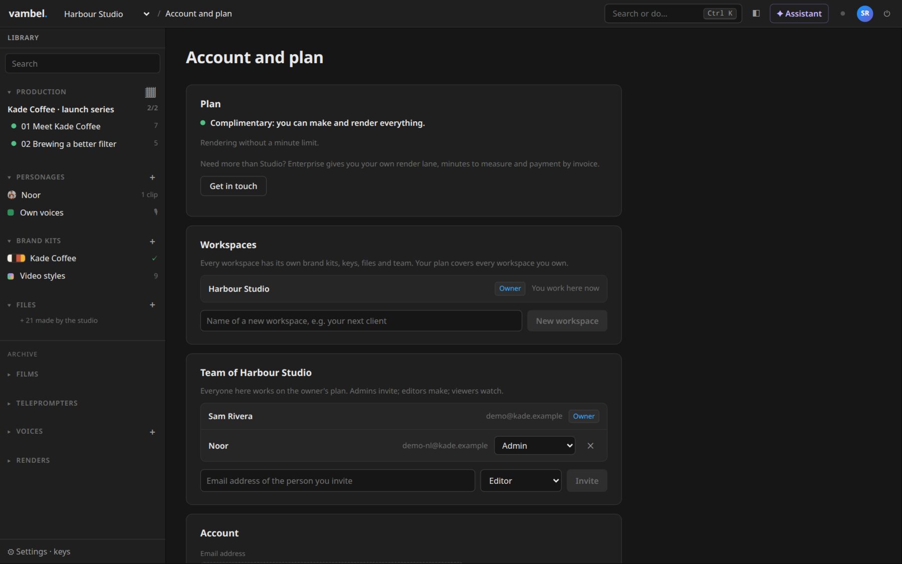 A workspace per client